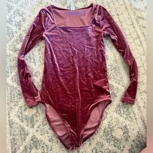 Old Navy Velvet Bodysuit in Deep Red